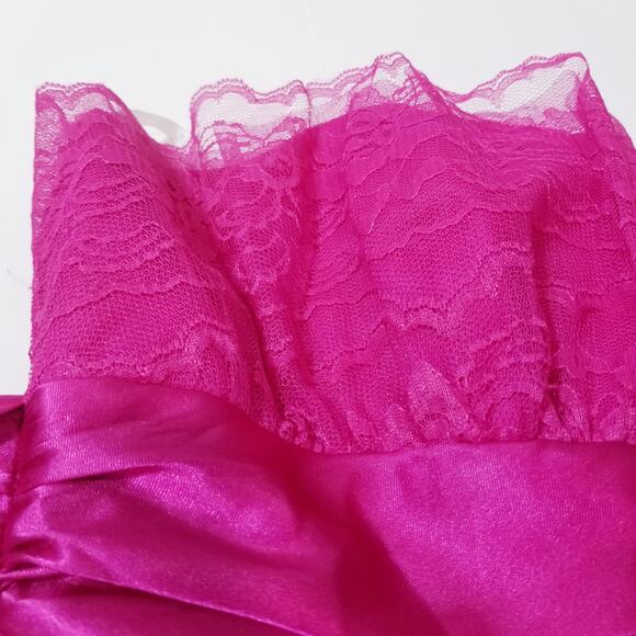 Masquerade Pink Tiered Strapless Lace Evening Dress Ball Gown - Picture 9 of 10